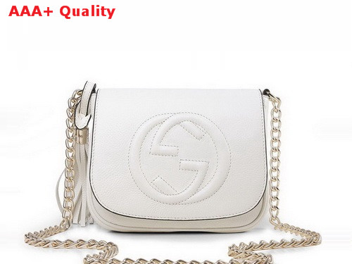 Gucci Soho Leather Chain Shoulder Bag White 323190 Replica