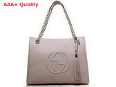 Gucci Soho Medium Leather Tote With Chain Straps Pale Pink 308982 Replica