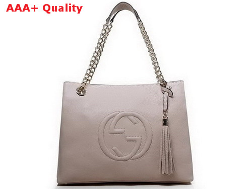 Gucci Soho Medium Leather Tote With Chain Straps Pale Pink 308982 Replica