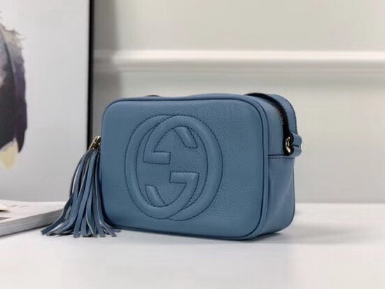 Gucci Soho Small Leather Disco Bag in Baby Blue Leather