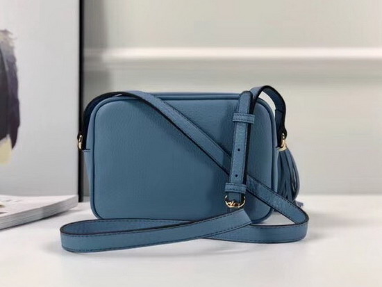 Gucci Soho Small Leather Disco Bag in Baby Blue Leather