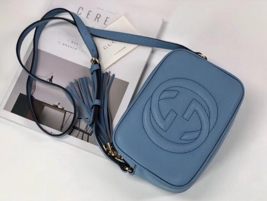 Gucci Soho Small Leather Disco Bag in Baby Blue Leather