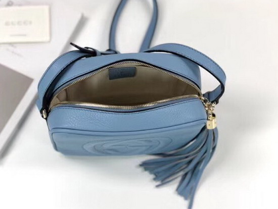 Gucci Soho Small Leather Disco Bag in Baby Blue Leather