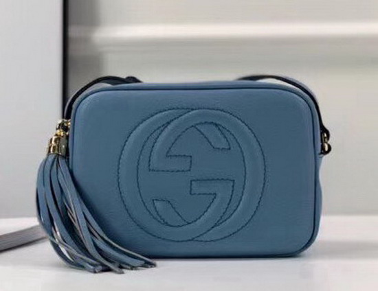 Gucci Soho Small Leather Disco Bag in Baby Blue Leather