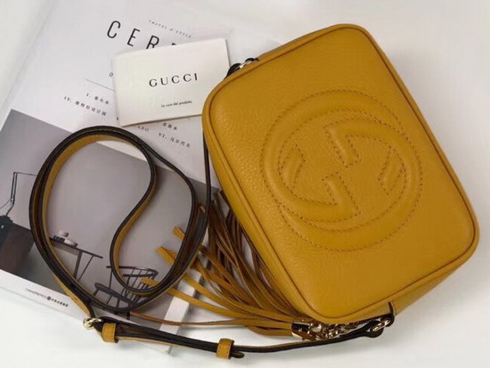 Gucci Soho Small Leather Disco Bag in Yellow Leather