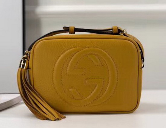 Gucci Soho Small Leather Disco Bag in Yellow Leather