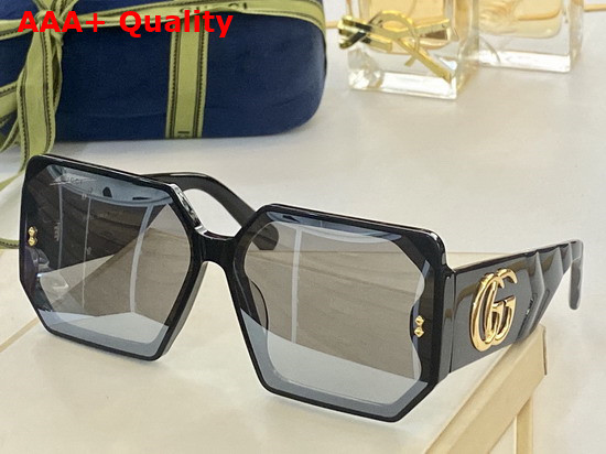 Gucci Square Frame Acetate Sunglasses with GG Maramont Logo Replica