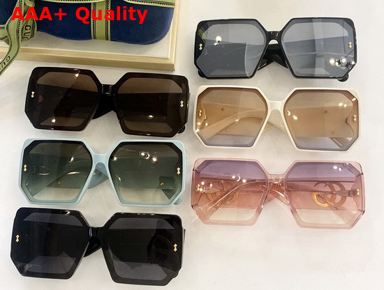 Gucci Square Frame Acetate Sunglasses with GG Maramont Logo Replica