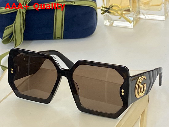 Gucci Square Frame Acetate Sunglasses with GG Maramont Logo Replica