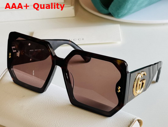 Gucci Square Frame Acetate Sunglasses with GG Maramont Logo Replica