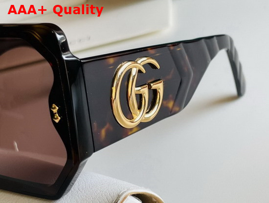 Gucci Square Frame Acetate Sunglasses with GG Maramont Logo Replica