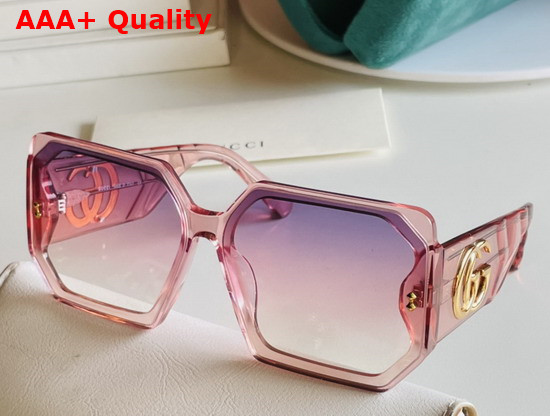 Gucci Square Frame Acetate Sunglasses with GG Maramont Logo Replica