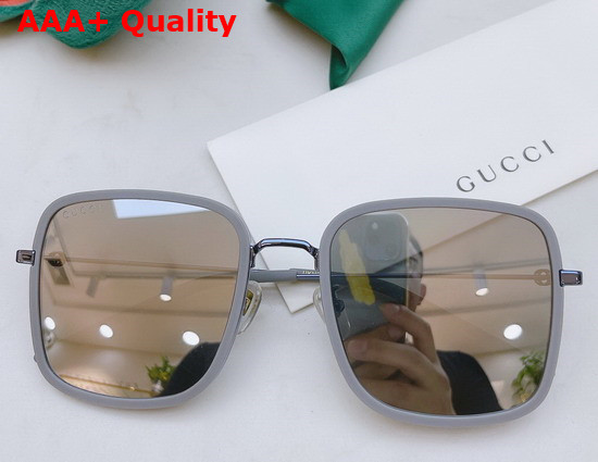 Gucci Square Frame Metal Sunglasses in Blue Replica