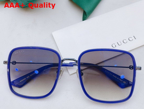 Gucci Square Frame Metal Sunglasses in Blue Replica