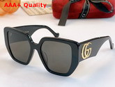 Gucci Square Rectangle Sunglasses for Women Black Acetate 663746 Replica