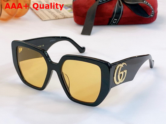 Gucci Square Rectangle Sunglasses for Women Black Acetate 663746 Replica