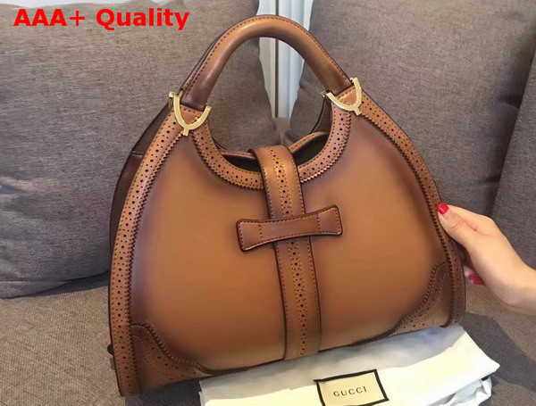 Gucci Stirrup Hobo Bag in Brown Genuine Leather Replica