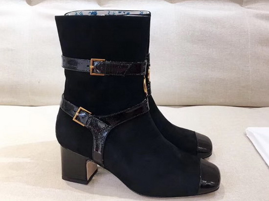 Gucci Strap Detail Mid Heel Ankle Boot in Black Suede Leather