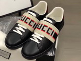 Gucci Stripe Leather Sneaker in Black Leather