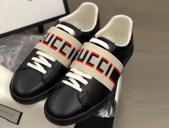 Gucci Stripe Leather Sneaker in Black Leather