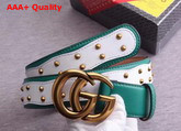 Gucci Studded Belt in Green with Double G Buckle Replica