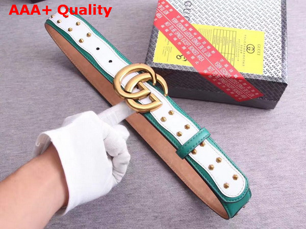 Gucci Studded Belt in Green with Double G Buckle Replica