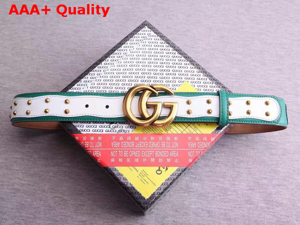 Gucci Studded Belt in Green with Double G Buckle Replica