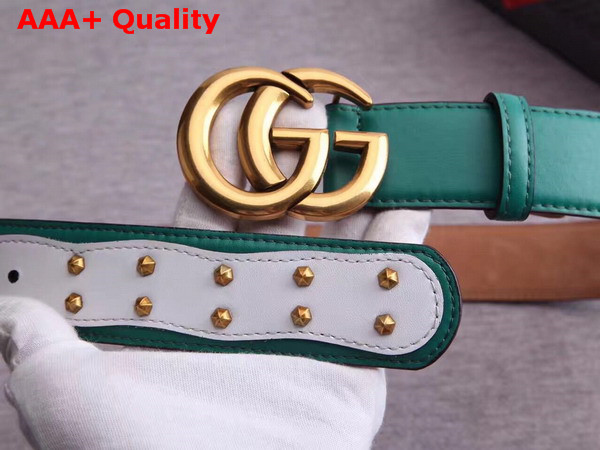 Gucci Studded Belt in Green with Double G Buckle Replica