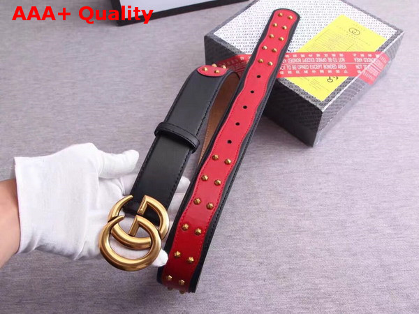 Gucci Studded Belt in Red with Double G Buckle Replica