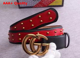 Gucci Studded Belt in Red with Double G Buckle Replica