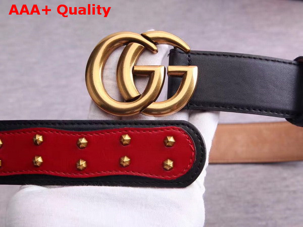 Gucci Studded Belt in Red with Double G Buckle Replica