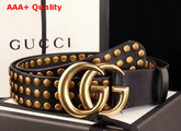 Gucci Studded Belt with Double G Buckle Black Leather Replica