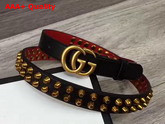 Gucci Studded Black Leather Belt with Double G Buckle Replica