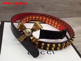 Gucci Studded Black Leather Belt with Metal Bow Replica