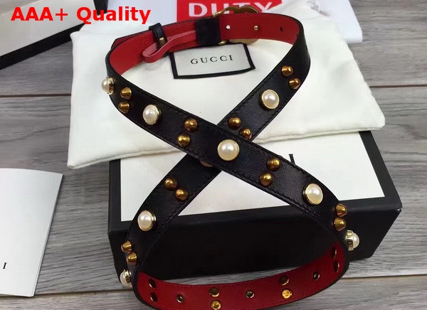 Gucci Studded Leather Belt in Black with Double G Buckle Replica