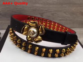 Gucci Studded Leather Belt in Black with Metal Flower Replica