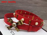 Gucci Studded Leather Belt in Red with Metal Bow Replica