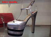 Gucci Studded Leather Platform Pump Silver Leather Replica