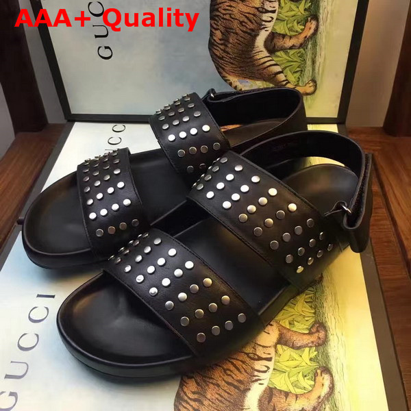 Gucci Studded Leather Sandal Black Replica