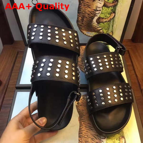 Gucci Studded Leather Sandal Black Replica