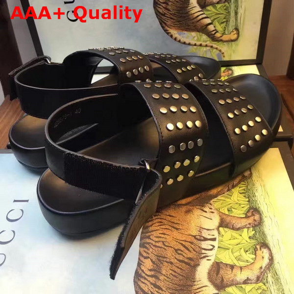 Gucci Studded Leather Sandal Black Replica