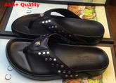 Gucci Studded Leather Thong Sandal Black Replica