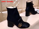 Gucci Suede Ankle Boot with Double G Hardware Black Calf Leather Replica