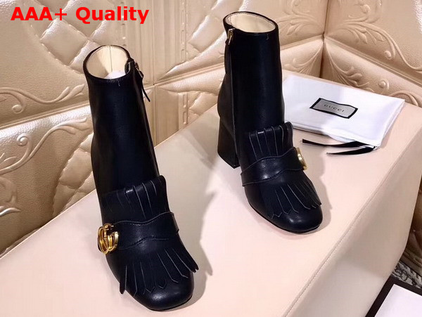 Gucci Suede Ankle Boot with Double G Hardware Black Calf Leather Replica