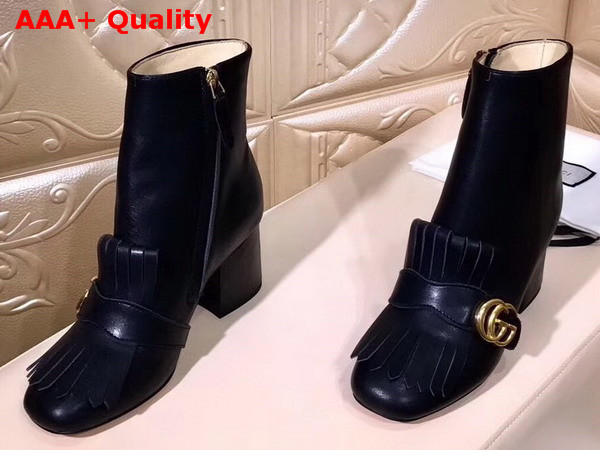 Gucci Suede Ankle Boot with Double G Hardware Black Calf Leather Replica