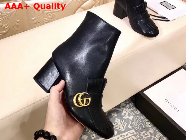 Gucci Suede Ankle Boot with Double G Hardware Black Calf Leather Replica