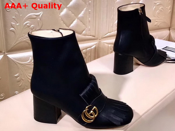 Gucci Suede Ankle Boot with Double G Hardware Black Calf Leather Replica