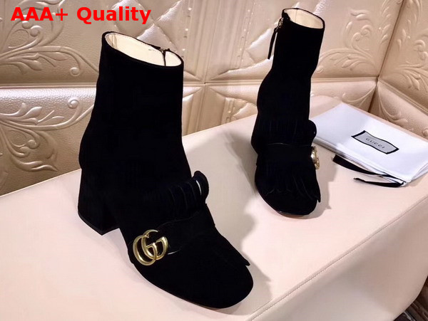 Gucci Suede Ankle Boot with Double G Hardware Black Suede Calf Replica