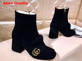 Gucci Suede Ankle Boot with Double G Hardware Black Suede Calf Replica