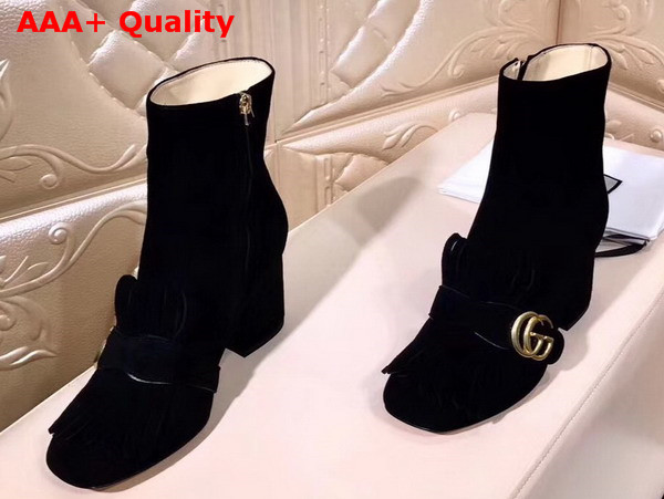 Gucci Suede Ankle Boot with Double G Hardware Black Suede Calf Replica